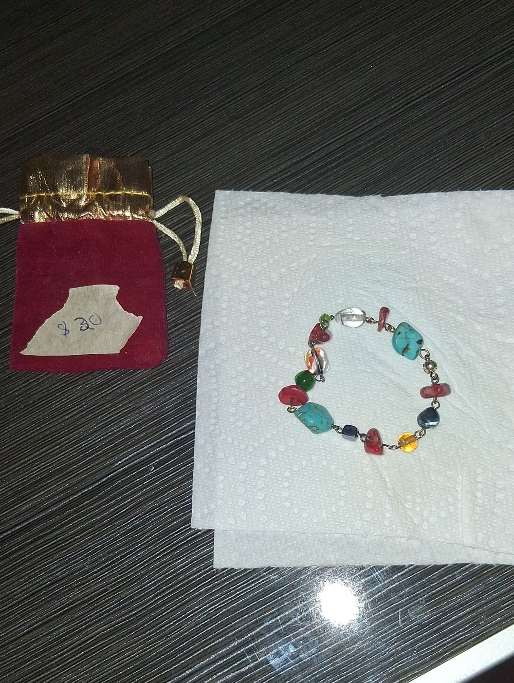 Colorful Bead Stretch Bracelet With Real Multicolored Stones.